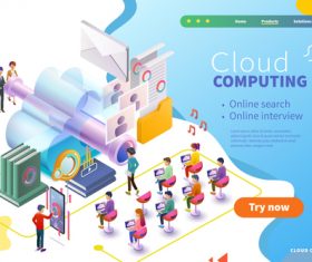 Online education cartoon illustration vector