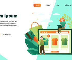 Online shopping flat illustration design landing page vector