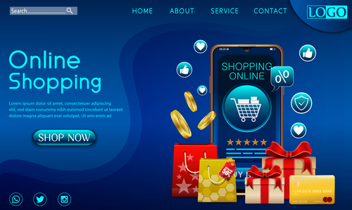 Online store vector on mobile app