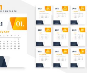 Orange and black 2021 calendar vector