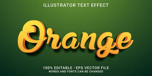 Orange editable font effect text vector on green background