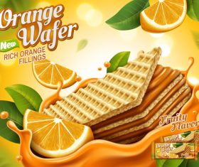 Orange wafer advertising vector