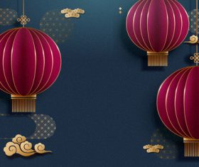 Oriental elements new year flyer vector
