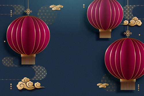 Oriental elements new year flyer vector