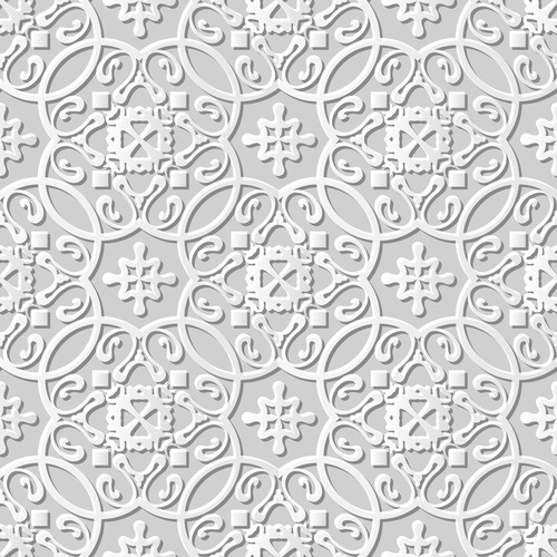 Paper cut 3D flower pattern white vector