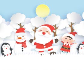 Paper cut christmas flyer vector