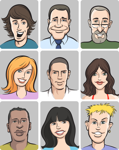 People faces collection vector