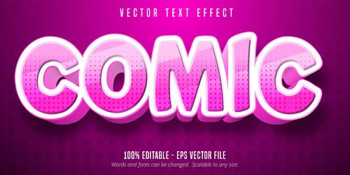 Pink editable font effect text vector