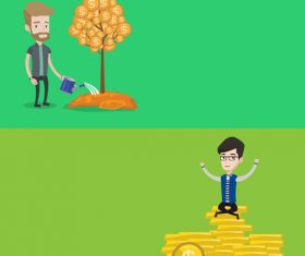 Planting money tree flat design vector