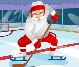 Playing ice hockey santa claus vector