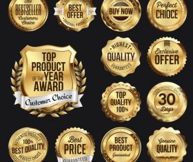 Premium gold badge label vector