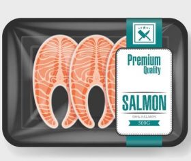 Premium quality salmon vacuum preservation plastic container vector