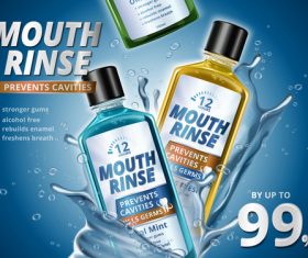 Prevents cavities mouth rinse advertising vector