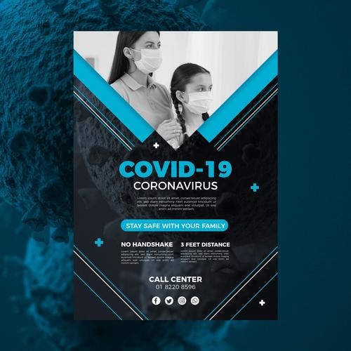 Protect your child coronavirus flyer vector