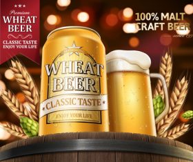 Pure wheat beer advertising vector