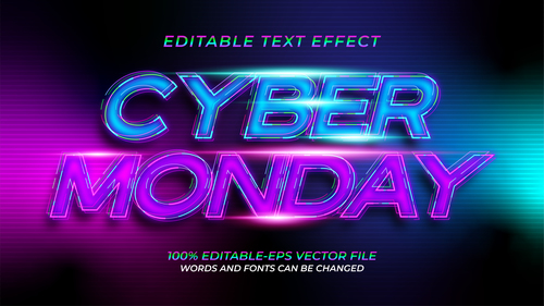 Purple and blue font text effect in vector