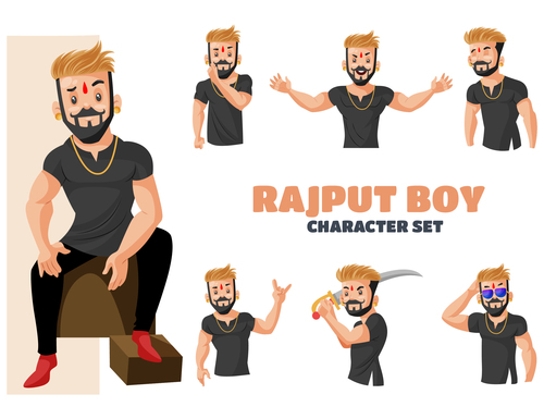 Rajput boy cartoon vector