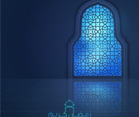 Ramadan Kareem greeting background light mosque window vector