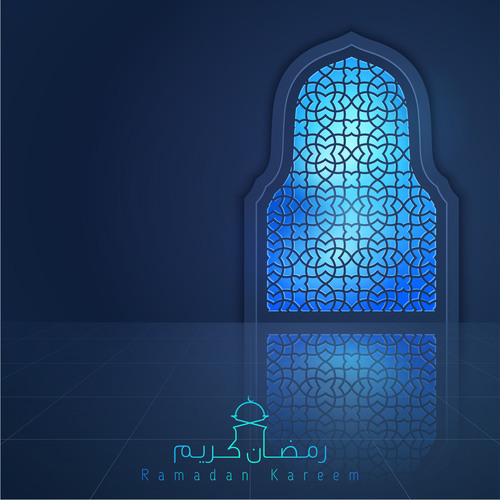 Ramadan Kareem greeting background light mosque window vector
