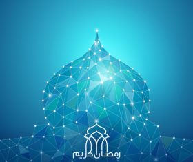 Ramadan Kareem line mosque dome vector