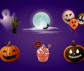 Realistic halloween element collection vector