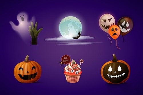 Realistic halloween element collection vector free download