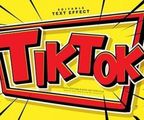 Red Tik Tok Text Style Effect vector