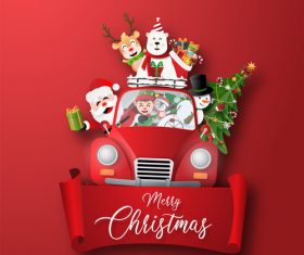 Red background christmas greeting card vector