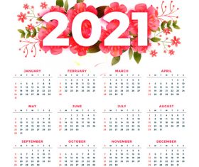 Red flower 2021 calendar vector