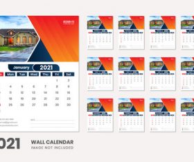 Residential background 2021 wall calendar vector