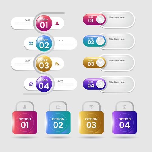 Round button business chart options options vector