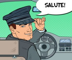 Salute taxi driver cartoon vector