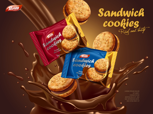 Sandwich cookies advertising vector