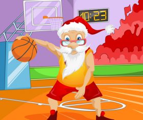 Santa Claus playing basketball vector