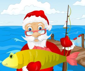 Santa claus fishing vector