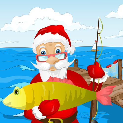 Santa claus fishing vector