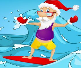 Santa surfing vector