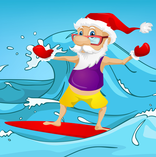 Santa surfing vector