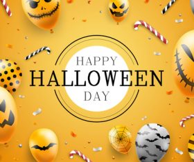 Scary balloon emoji halloween illustration vector