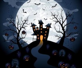 Scary graveyard haunted house vector