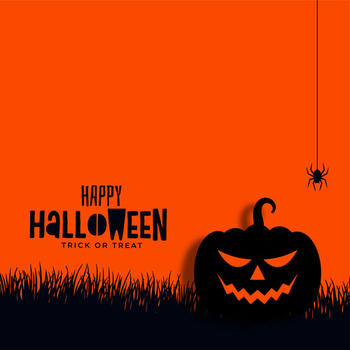 Scary pumpkins on spooky card vector