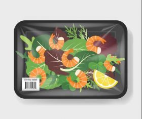 Seafood and vegetable vacuum preservation plastic container vector