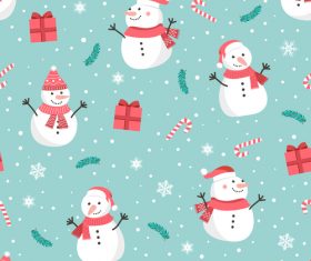 Seamless pattern christmas snowman vector