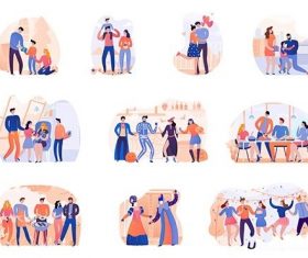 Set of season holidays party isolated illustration vector