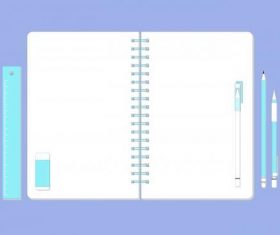 Set of stationery on workspace illustration