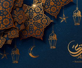 Shiny light background Ramadan mubarak card vector
