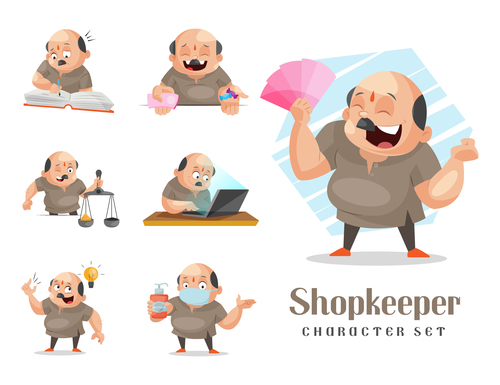 Shopkeeper cartoon vector free download
