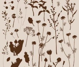 Silhouette wild plant pattern vector