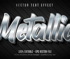 Silver editable font effect text vector