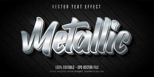 Silver editable font effect text vector